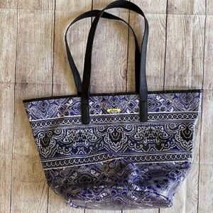 Soma Blue and White Lined Beach Bag Tote